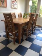 6 eetkamerstoelen teak hout, Huis en Inrichting, Stoelen, Ophalen, Gebruikt, Bruin, Landelijk