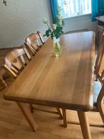 Massief houten eethoek met 4 stoelen, Ophalen, Gebruikt, 4 tot 6 stoelen