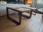 2 robuuste houten salontafels, Ophalen, 50 tot 100 cm, Vierkant, 50 tot 100 cm