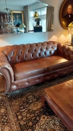 Chesterfield bank cognac bruin leder 210x90, Huis en Inrichting, Banken | Bankstellen, Ophalen of Verzenden, 75 tot 100 cm
