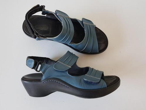 <> Wolky MAAT 38 Type 3470 Mandalay / petrol blauwe sandalen, Kleding | Dames, Schoenen, Zo goed als nieuw, Sandalen of Muiltjes