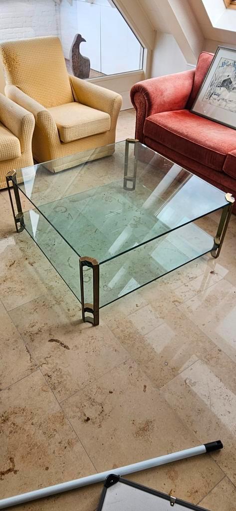 Design salontafel – glas & messing look, Huis en Inrichting, Tafels | Salontafels, Zo goed als nieuw, Minder dan 50 cm, 50 tot 100 cm