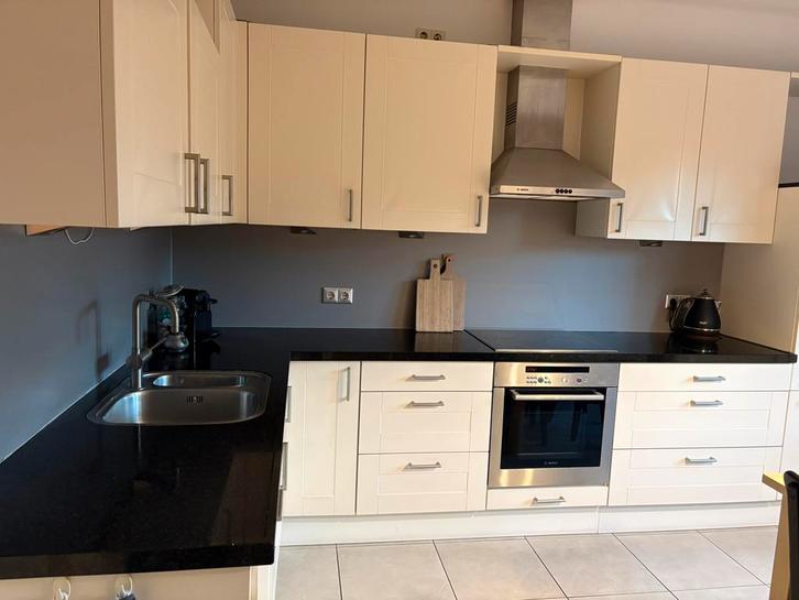 Grando keuken wit/creme- met composiet blad, Huis en Inrichting, Keuken | Complete keukens, Gebruikt, Hoekkeuken, Crème, Composiet