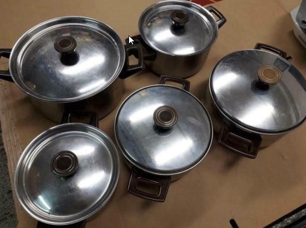 5 BK kookpannen, pannenset, Huis en Inrichting, Keuken | Potten en Pannen, Zo goed als nieuw, Pannenset, Rvs, Keramische plaat