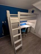 Witte Hoogslaper met bureau, kast & ladenkastje, Ophalen, Gebruikt, Hoogslaper