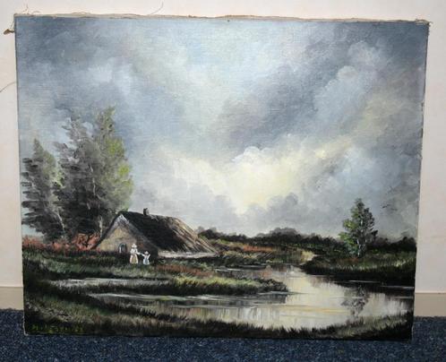 Schilderij zonder lijst, landschap, Martijn van Hest, Antiek en Kunst, Kunst | Schilderijen | Klassiek, Ophalen
