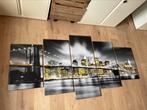 🧡 New York Zwart Wit Geel 5 luik Schilderij 200x100cm 🧡, Nieuw, 125 cm of meer, Ophalen of Verzenden, Schilderij