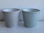 2 bloempotten taupe grijs, Rond, Binnen, Ophalen of Verzenden, Zo goed als nieuw