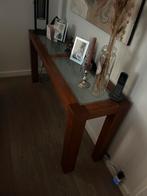 Echt houten sidetable met glas erin., Huis en Inrichting, Ophalen, 100 tot 150 cm, Glas, Zo goed als nieuw