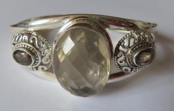 Koopje! Zilveren manchet armband met stenen, incl verzenden beschikbaar voor biedingen