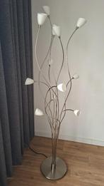 RVS Vloerlamp met 12 witglazen kelkjes, Huis en Inrichting, Lampen | Vloerlampen, Ophalen, Gebruikt, Glas, Modern