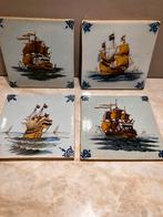 Vintage tegels Delfts Blauw met Scheepsmotieven, Ophalen of Verzenden