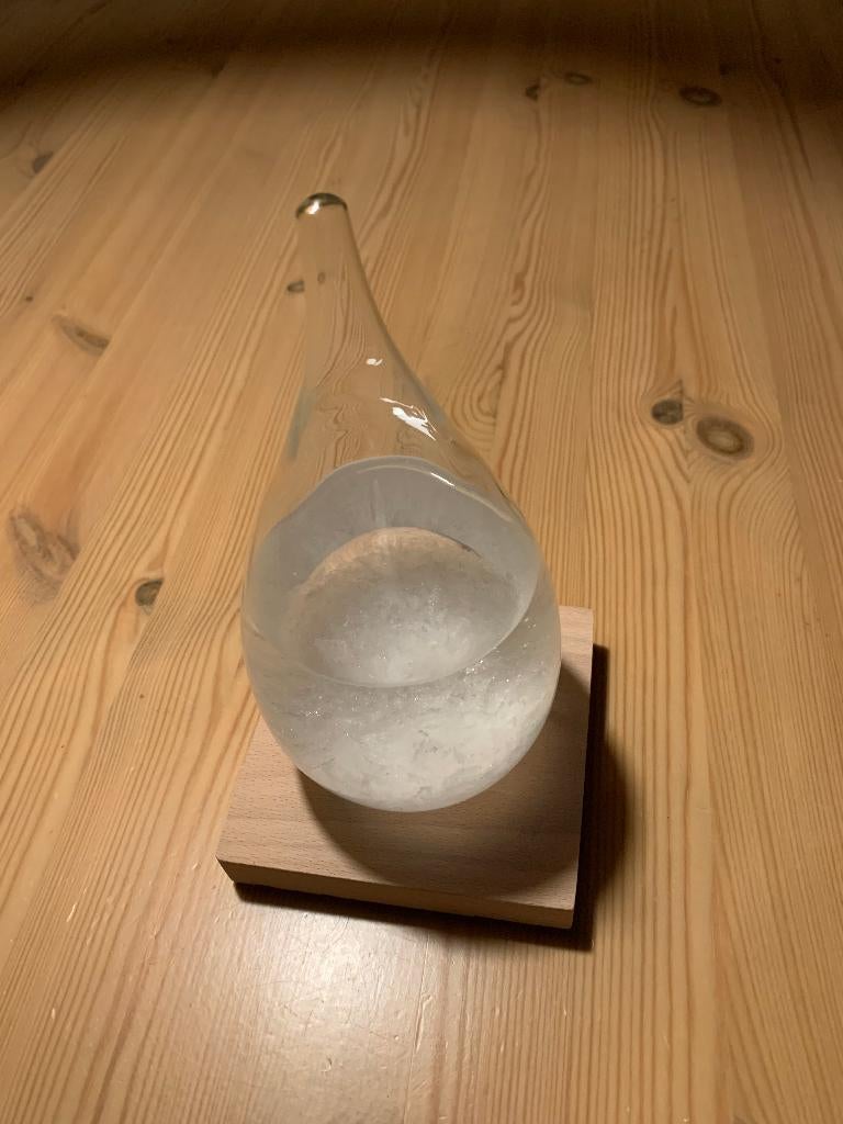 Storm Glass Large – Weervoorspeller  met Houten Standaard, Ophalen of Verzenden
