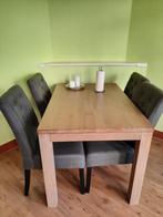 eettafel - Hout - met 4 stoelen - Moet nu weg!, Ophalen, Zo goed als nieuw, Modern, 4 tot 6 stoelen