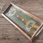 Art deco dienblad hout glas parelmoer 35 x 15 cm 2701, Gebruikt, -, -, Ophalen of Verzenden