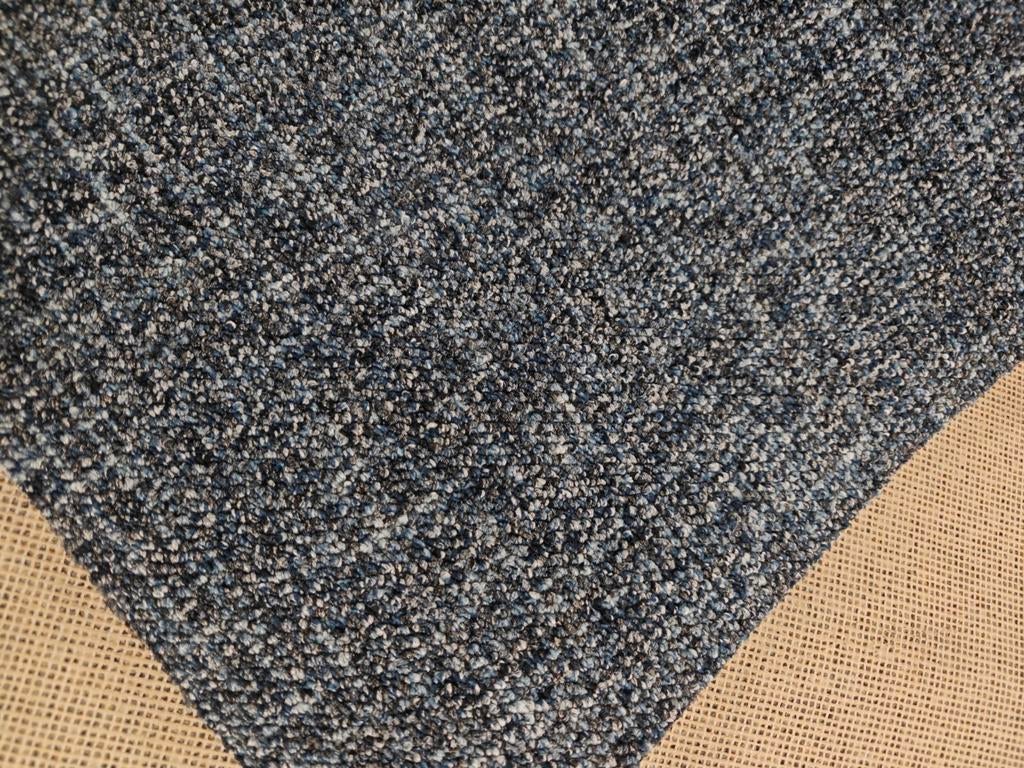 Coupon  blauw  gemêleerd tapijt maat zie foto, Ophalen, Blauw, Nieuw, Minder dan 10 m²