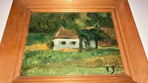 Paneeltje Huisje in het Bos Gebruikt Gesigneerd, Antiek en Kunst, Curiosa en Brocante, Verzenden