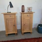 2 Brocante oude grenen nachtkastjes, Ophalen