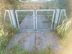 Dubbele Verzinkte Draadmatpoort 180x100 Met Slootwaaiers, Tuin en Terras, Ophalen, Met poort, Gebruikt, Dubbelstaafmat hekwerk
