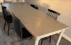 Landelijk Grijze Eettafel met 4 Stoelen, Ophalen, Gebruikt, 100 tot 150 cm, Landelijk