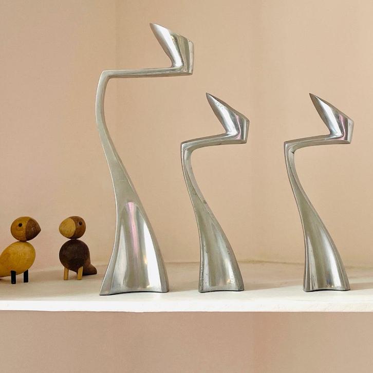 3 XL Matthew Hilton Design KANDELAREN Swan jaren 80 eighties, Huis en Inrichting, Woonaccessoires | Kandelaars en Kaarsen, Gebruikt