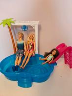 Barbie zwembad set met 3 poppen, Kinderen en Baby's, Speelgoed | Poppen, Gebruikt, Ophalen of Verzenden, Barbie