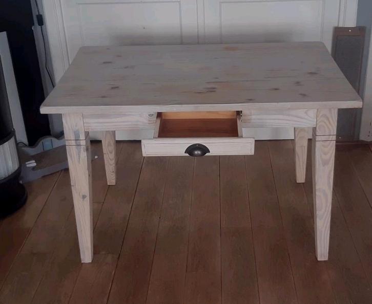 Houten eetkamertafel melkwit, Huis en Inrichting, Tafels | Eettafels, Gebruikt, 50 tot 100 cm, 100 tot 150 cm, Vier personen, Rechthoekig