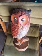 Vintage handgemaakte houten uil, Antiek en Kunst, Kunst | Beelden en Houtsnijwerken, Ophalen of Verzenden