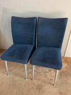 2 design stoelen (blauw, rvs poten), Huis en Inrichting, Stoelen, Ophalen, Twee, Blauw, Zo goed als nieuw