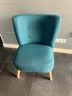 Petrol Fauteuil met Houten Poten, Huis en Inrichting, Fauteuils, Ophalen, Gebruikt, Minder dan 75 cm, 50 tot 75 cm