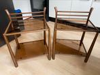 Set van 2 nachtkastjes - bruin met rookglas, Ophalen, Overige materialen, 55 tot 70 cm, Zo goed als nieuw