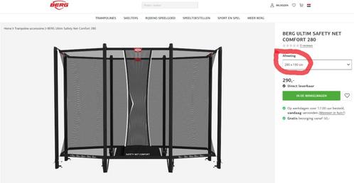 VEILIGHEIDSNET vr: BERG Ultim Favorit Safety Net Comfort 280, Kinderen en Baby's, Speelgoed | Buiten | Trampolines, Nieuw, Ophalen