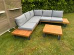Tuinset loungebank tuinbank hoekbank showmodel, 4 zitplaatsen, Teakhout, Nieuw, Ophalen of Verzenden