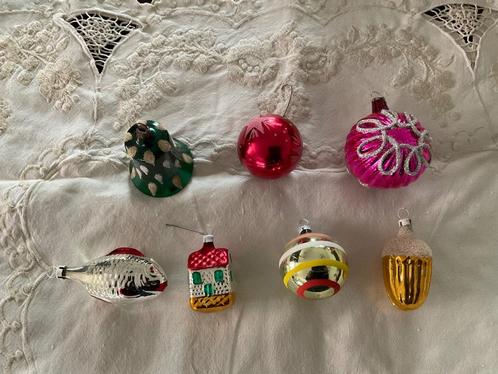 Lot Oude glazen kerstballen / kerst figuurtjes, Diversen, Kerst, Gebruikt, Ophalen of Verzenden