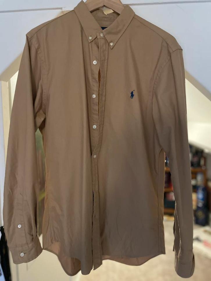 Polo Ralph Lauren overhemd - maat M, Kleding | Heren, Overhemden, Zo goed als nieuw, Halswijdte 39/40 (M), Bruin, Ophalen of Verzenden