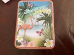 Flamingo blik // hoog 10.5x8x4 cm, Verzamelen, Blikken, Ophalen of Verzenden, Gebruikt, Overige, Overige merken