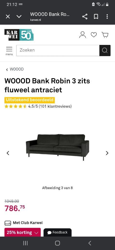 Bank, Huis en Inrichting, Banken | Complete zithoeken, Zo goed als nieuw, Stof, Ophalen