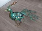 Prachtige groen/ blauwe  metalen,  ijzeren pauw, Tuin en Terras, Tuinbeelden, Ophalen, Zo goed als nieuw, Metaal
