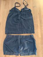 Jeansblauw hemdje mt 152 + Bijpassend broekje mt S, Ophalen of Verzenden