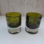 2x Pols potten waxine licht, vaasje mosgroen, Ophalen of Verzenden, Nieuw, Overige materialen, Minder dan 25 cm