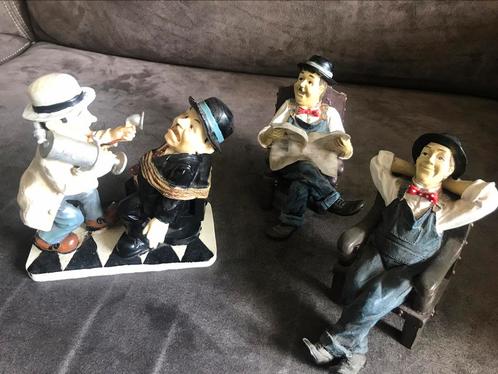3 leuke Laurel en Hardy beeldjes, Verzamelen, Beelden en Beeldjes, Zo goed als nieuw, Mens, Ophalen of Verzenden