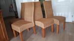 4 rieten eetkamerstoelen te koop, Huis en Inrichting, Stoelen, Ophalen, Gebruikt, Twee, Bruin