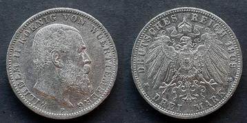 Duitsland Wurttemberg 3 Mark 1909 Zilver beschikbaar voor biedingen