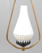 Zweedse vintage opaline glas/messing hanglamp., Huis en Inrichting, Lampen | Hanglampen, Ophalen of Verzenden, Zo goed als nieuw
