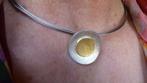 Modern Collier met Hanger in Goud, Zilver en Staal, Met hanger, Verzenden, Zo goed als nieuw, Goud