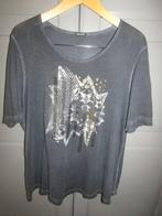 G542 Gerry Weber mt 48 T-shirt denim blauw studs koper dyed, Maat 46/48 (XL) of groter, Zo goed als nieuw, Korte mouw, Gerry weber