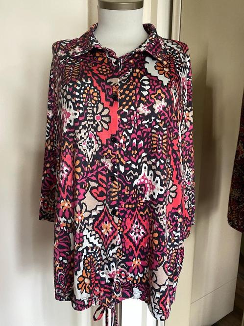 blouse Zoso XXL koraal/zwart/creme/fuchsia, Kleding | Dames, Blouses en Tunieken, Zo goed als nieuw, Maat 46/48 (XL) of groter