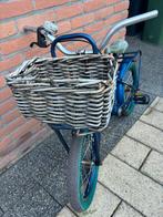 Jongensfiets blauw met rieten mand, Ophalen, Gebruikt, 16 inch, Handrem