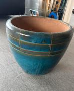 Grote blauwe keramische bloempot – 47 cm doorsnede, Tuin en Terras, Bloempotten, Ophalen, 40 cm of meer, Rond, Tuin