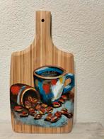 Schilderij "koffie" op houten plank, Minder dan 50 cm, Ophalen of Verzenden, Zo goed als nieuw, Schilderij